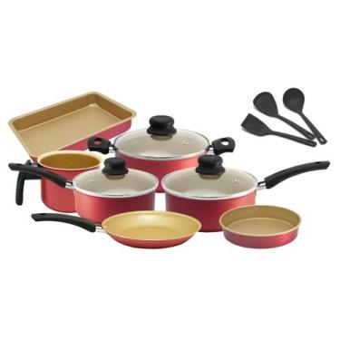 Imagem de Conjunto De Panelas Cereja e Creme Teflon Antiaderente 10 Peças - ARNI