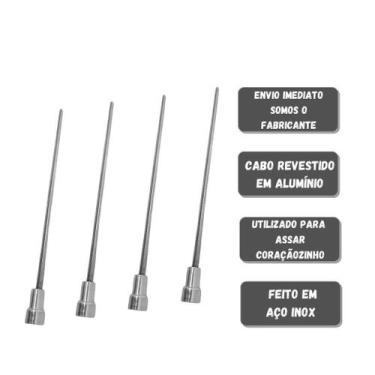 Imagem de Kit 4x Espetos De Inox 30cm Coração Churrasqueiras - INOX LAURINDOS