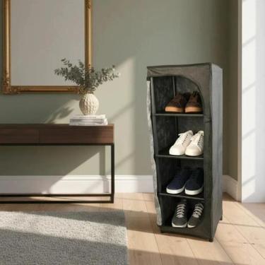 Imagem de Sapateira Organizador Multiuso material sintético Zíper 4 Prateleiras 