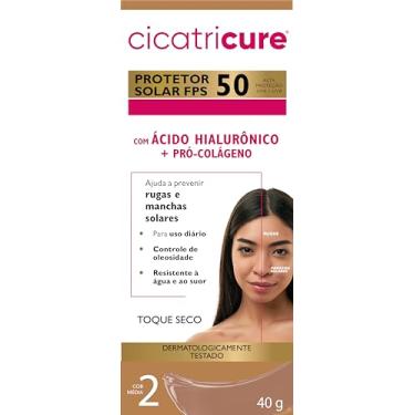 Imagem de Cicatricure Protetor Solar Facial FPS 50 Antissinais Toque Seco Cor Média, Previne Rugas e Manchas, Ultra Proteção UVA UVB, Ácido Hialurônico para Pele Oleosa, 40 ml