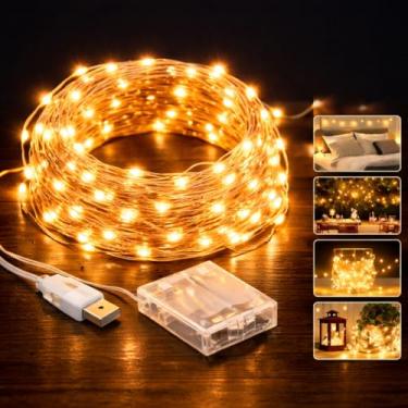 Imagem de Luz de Fada LED 10m com 100 LEDs em Fio de Cobre Flexível