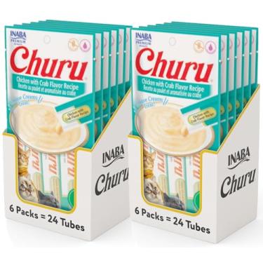 Imagem de INABA Churu Chicken with Crab Flavor Recipe Lickable Creamy Purée Cat Treats 48 Tubes