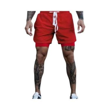 Imagem de Shorts Masculinos De Corrida E Treino 2 Em 1 Com Secagem Rápida E Resp