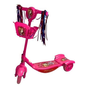 Imagem de Patinete Infantil 3 Rodas Dobrável Com Luzes Som Cesta - Ddg Toys, Ros