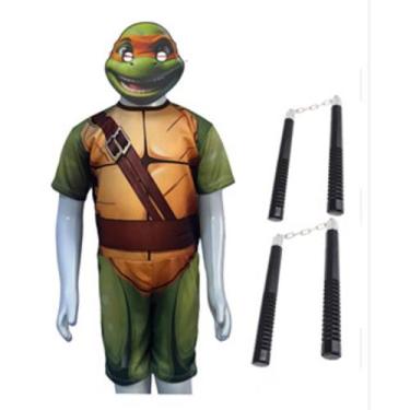 Imagem de Fantasia Roupa Infantil Tartarugas ninjas Com Acessórios e Máscara 3D 