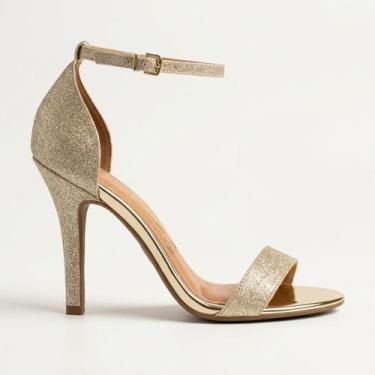 Imagem de Sandália Vizzano Salto Alto Glitter Dourada, Dourado, 38