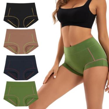 Imagem de Calções masculinas femininas de algodão INNERSY, pacote com 4 (L)
