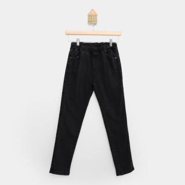 Imagem de Calça Jeans Infantil Brandili Comfort Slim Menino, Preto, 4A