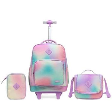 Imagem de Mochila Rodinha Juvenil Estojo Lancheira Menina Espaçosa 32l-Feminino