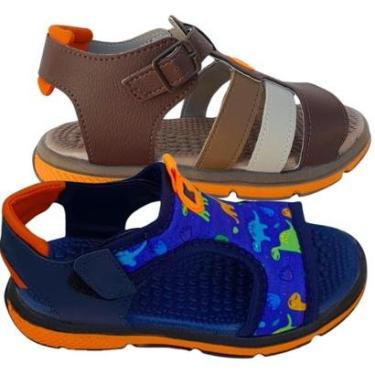 Imagem de Kit 2 Pares de Sandália Infantil Masculina Escolar Menino Presente Natal Planeta Confortável-Masculino