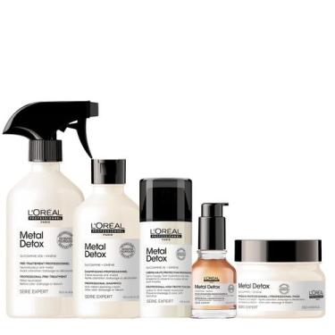 Imagem de Kit LOréal Professionnel Metal Detox Shampoo Leave-in Máscara Óleo e S