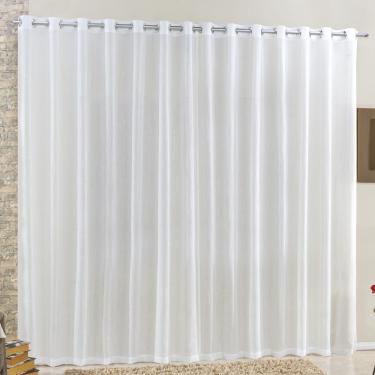 Imagem de Cortina 3 Mts Sala Quarto Voal e Linho para Varão 3,00x2,60M 100% Poliéster Branco
