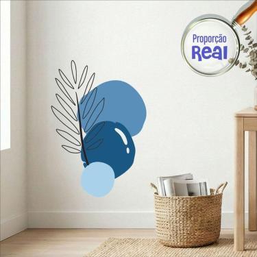 Imagem de Adesivo Floral Boho Azul Estilo Nórdico 55x80 Minimalista Mod.02