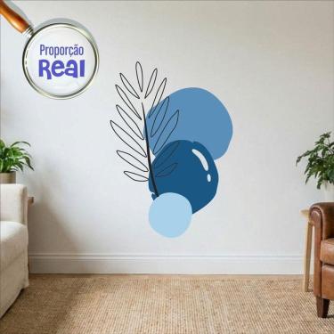 Imagem de Adesivo Floral Boho Azul Estilo Nórdico 100x69 Minimalista Mod.02