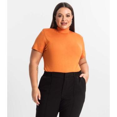 Imagem de Blusa Gola Alta Feminina Plus Size Secret Glam Laranja, Plus G4, Laran