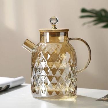 Imagem de Chaleira de Vidro com Infusor de Chá e Tampa de Bambu 1L e 1,8L  Bule 