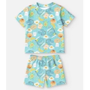 Imagem de Pijama Infantil Menino Com Estampa Café da Manhã Azul Bimbi-Masculino