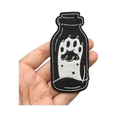 Imagem de Patches De Bordado De Caveira Punk Preto E Branco Para Roupa, Termocol