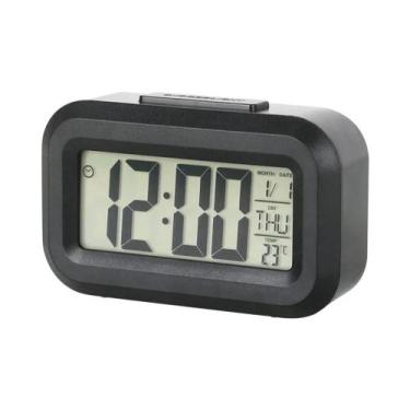 Imagem de Relógio Despertador Digital LED Com Luz De Fundo, Função Soneca, Data,