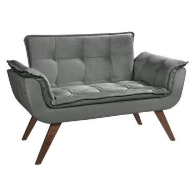Imagem de Poltrona Namoradeira Opalla Suede Base Palito Cinza - D SALLA