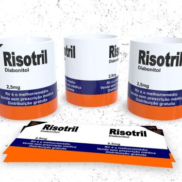 Imagem de Caneca de Porcelana 325ML Decorada Remédios Engraçados Risotril para Bebidas Apta a Mic...