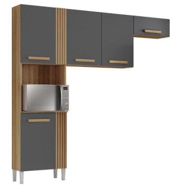 Imagem de Cozinha Compacta 5 Portas Juma 210 Cm Atacama Grafite Armoveis Atacama