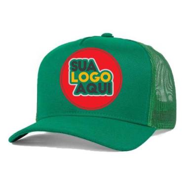 Imagem de Kit 4 Bonés Personalizados DTF Trucker Redinha Tela Aba Curva Cor:Verd