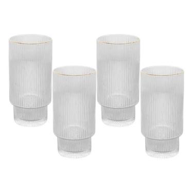 Imagem de Conjunto 4 Copos Altos Lines Com Fio De Ouro Cristal Ecológico 400ml W