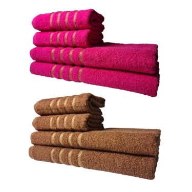 Imagem de Kit 8 Toalhas Grossas E Grandes Montreal 4 Banhos 4 Rostos Rosa+marrom