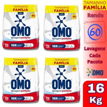 Imagem de Kit 4 Sabão Pó OMO Lavagem Perfeita Pacote Família 4Kg cada