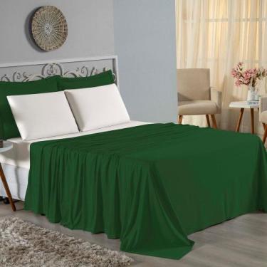 Imagem de Jogo de Cama Casal Viúva Nobre 4 Peças Malha 100% Algodão - Verde-Band