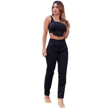 Imagem de Calça Biotipo Jeans Feminina Mom Preta 28337, Preto