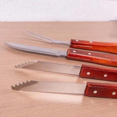 Imagem de Kit para churrasco com 3 pecas faca garfo e pegador - HAVAN
