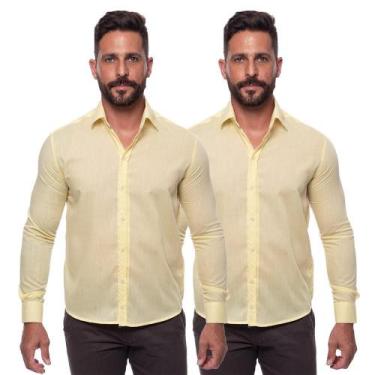 Imagem de Kit Camisa Social Masculina Manga Longa Slim 2 Cores Iguais - Teodoro 