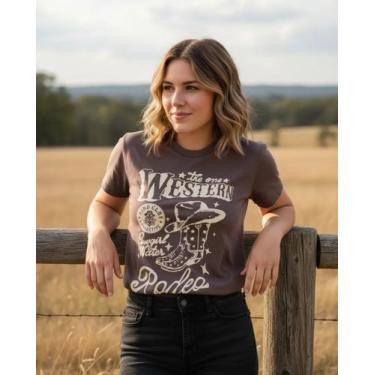 Imagem de Camiseta Feminina T-Shirt Estampa Country Feminina Algodão - ROMARRON,