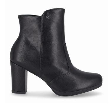 Imagem de Bota Ankle Boot Piccadilly Salto Alto Grosso 130250 Preto, 38, Preto