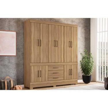 Imagem de Guarda Roupa Casal 10 Portas e 3 Gavetas New Murano Amêndola - Demóbil