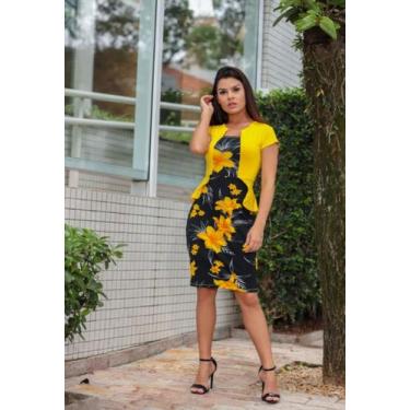 Imagem de Vestido Estampado Plus Size Tubinho Midi Evangélico Social Roupas Cris