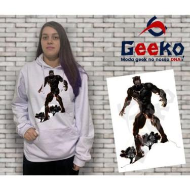 Imagem de Moletom Canguru Feminino Pantera Negra Black Panther Geeko, Branco, M