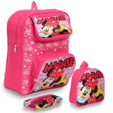 Imagem de Kit Mochila Escolar Infantil Minnie Passeio Pre Escola - Plike