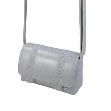 Imagem de Bolsa Infantil Pampili Faixas com Strass Cinza