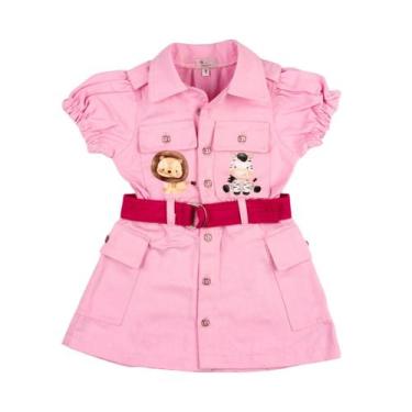 Imagem de Fantasia Infantil Menina Safari Rosa Macacão Com Cinto - Photok, 1