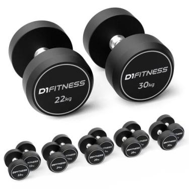 Imagem de Kit Dumbbell Rubber Elite em pares de 22, 24, 26, 28 e 30kg - D1Fitnes