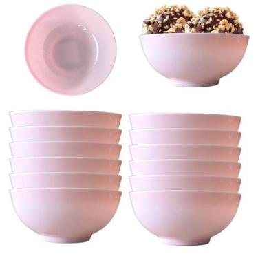 Imagem de 12 Tigelas Bowl Redonda em Melamina Para Sobremesa 650ml Rosa - Sk