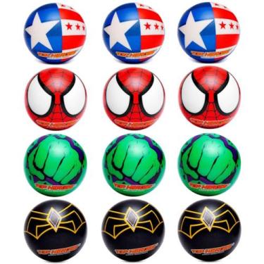 Imagem de 12 Bola Leite Vinil Aranha Huk Batma América Festas Infantil - Importu