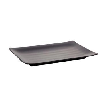 Imagem de Bandeja Oriental Para Sushi Em Melamina Preta 24,5x16,5cm - Lyor