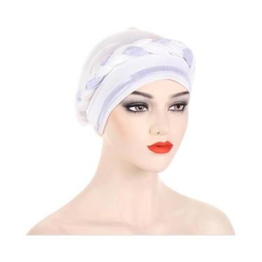 Imagem de Hijab Muçulmano Color Block Com Trança, Lenço De Cabeça Macio E Elásti