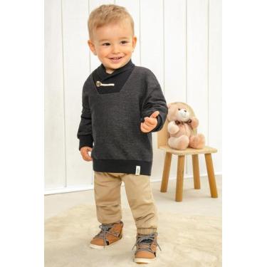 Imagem de Conjunto Moletom Infantil Blusão e Calça luc Boo 72238, 3, Preto