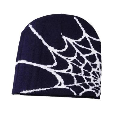 Imagem de Gorro Unissex Quente De Tricô Com Design De Teia De Aranha, Estilo Y2K