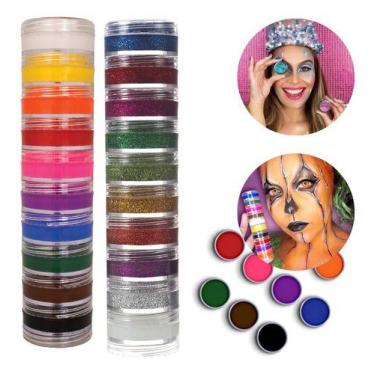 Imagem de Kit 20un Tinta Facial Cremosa + Glitter Maquiagem Colormake Glitter/pr